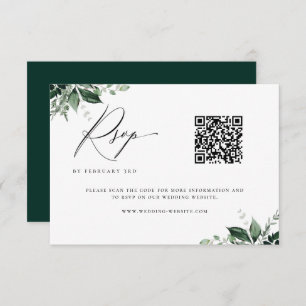 Tarjeta De Confirmación De Asistencia Código QR del Boda Minimalista Botánico Natural