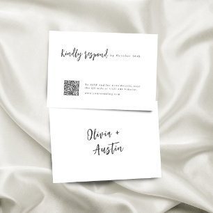 Tarjeta De Confirmación De Asistencia Código QR del Boda Minimalista del guión de Moda m