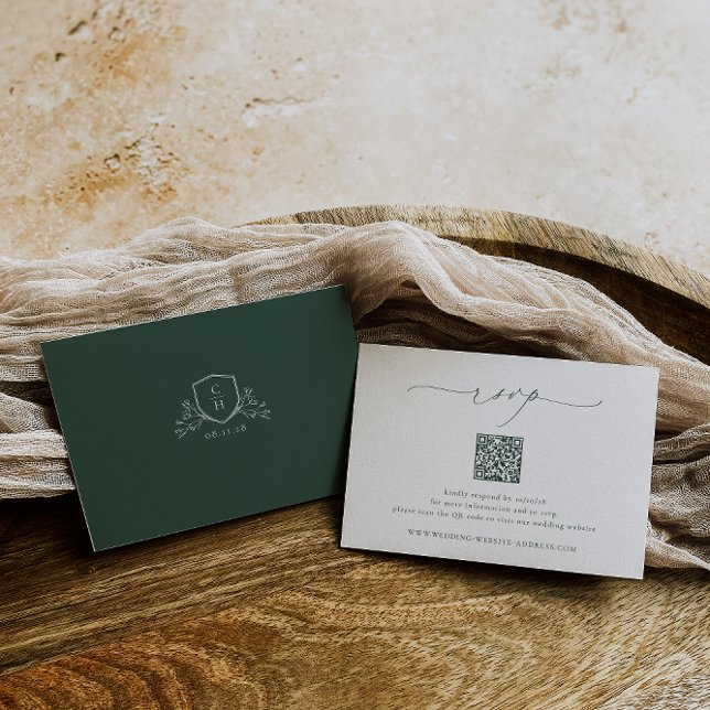 Tarjeta De Confirmación De Asistencia Código QR del Boda verde BRUNSWICK (Subido por el creador)
