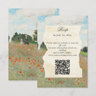 Tarjeta De Confirmación De Asistencia Código QR del sitio web de boda del campo de amapo