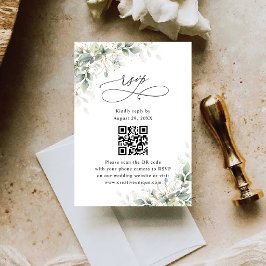 Tarjeta De Confirmación De Asistencia Código QR del sitio web de bodas de Eucalyptus Tar