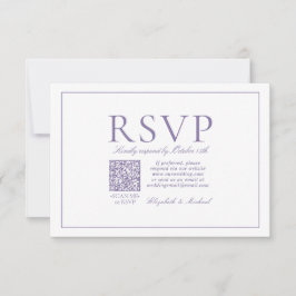 Tarjeta De Confirmación De Asistencia Código QR Elegante Lilac Lavender Guión clásico