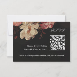 Tarjeta De Confirmación De Asistencia Código QR floral barroco pintado en línea