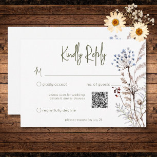 Tarjeta De Confirmación De Asistencia Código QR floral floral floral moderno Boho Pastel