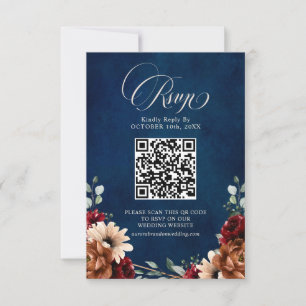 Tarjeta De Confirmación De Asistencia Código QR geométrico de la Marina de Terracota Azu