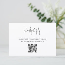 Tarjeta De Confirmación De Asistencia Código QR moderno en blanco y negro Chic Boda