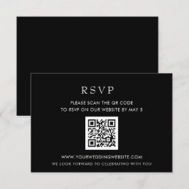Tarjeta De Confirmación De Asistencia CÓDIGO QR negro simple y elegante