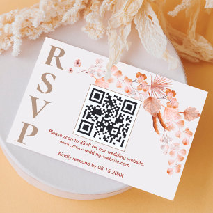 Tarjeta De Confirmación De Asistencia Código QR para Boda de Grados de Boho Pampas