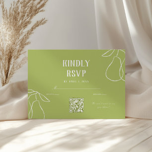 Tarjeta De Confirmación De Asistencia Código QR Perfect Pear Ilustracion Bridal Shower