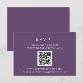 Tarjeta De Confirmación De Asistencia CÓDIGO QR Púrpura Simple Elegante
