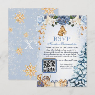 Tarjeta De Confirmación De Asistencia Código QR Quinceanera de vacaciones de invierno de