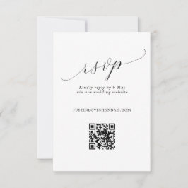 Tarjeta De Confirmación De Asistencia Código QR simple de Boda de script romántico