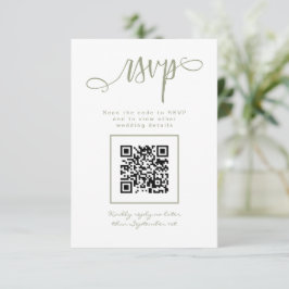 Tarjeta De Confirmación De Asistencia Código QR simple de escritura a mano en verde salv