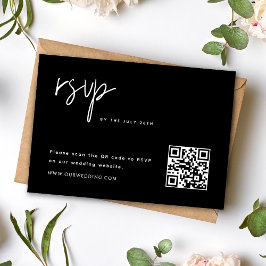 Tarjeta De Confirmación De Asistencia Código QR simple y moderno de Boda Minimalista