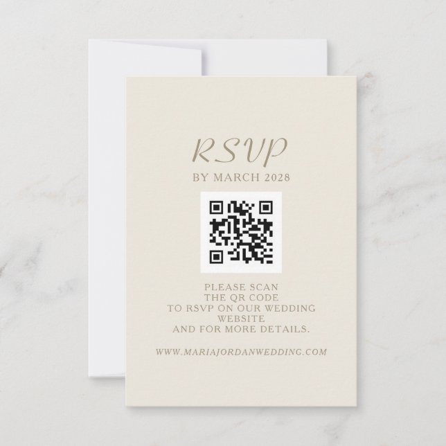 Tarjeta De Confirmación De Asistencia Código QR Sitio Web Boda (Anverso)