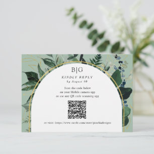 Tarjeta De Confirmación De Asistencia Código QR Vestido verde agua verde vegetación