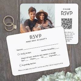 Tarjeta De Confirmación De Asistencia Código QR y opciones de comida Chic Simple Foto Bo