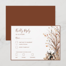 Tarjeta De Confirmación De Asistencia Colección de Boda de Ciervos Rústicos de Otoño