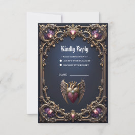 Tarjeta De Confirmación De Asistencia Colección de Boda Victoriana Gótica