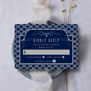 Tarjeta De Confirmación De Asistencia Colección de Bodas Art Decó de los años 20