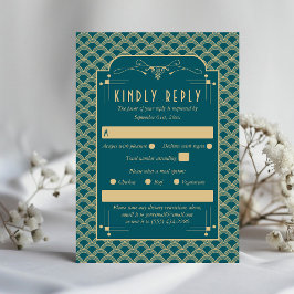 Tarjeta De Confirmación De Asistencia Colección de Bodas Art Decó de los años 20