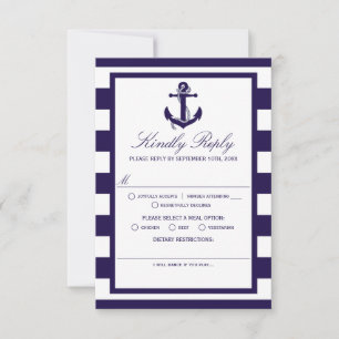 Tarjeta De Confirmación De Asistencia Colección de Bodas de franjas de la marina de infl