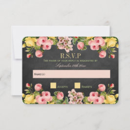 Tarjeta De Confirmación De Asistencia Colección de Bodas de pizarra floral vintage