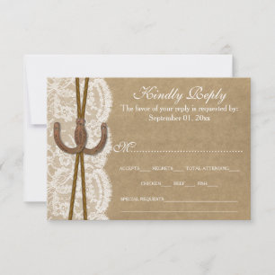Tarjeta De Confirmación De Asistencia Colección de Bodas Kraft, Lace & Horseshoe