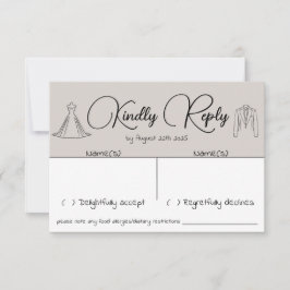 Tarjeta De Confirmación De Asistencia Colección elegante y moderna de boda Silhouette