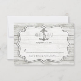 Tarjeta De Confirmación De Asistencia Colección Nautical Whitewashed Wood Beach Wedding