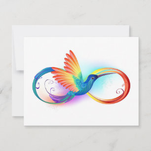 Tarjeta De Confirmación De Asistencia Colibrí arcoíris con símbolo de infinito