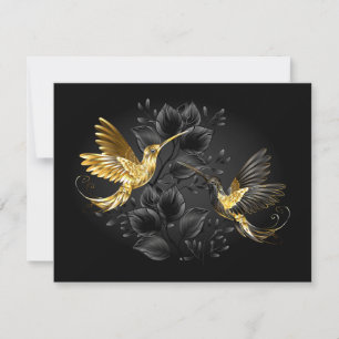 Tarjeta De Confirmación De Asistencia Colibrí negro y dorado