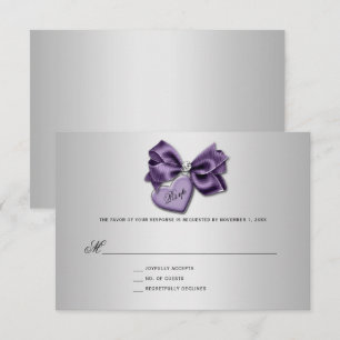 Tarjeta De Confirmación De Asistencia Collar con Corazón de Diamante Plateado Púrpura RS