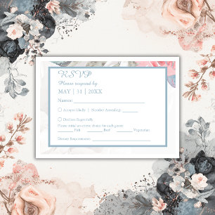 Tarjeta De Confirmación De Asistencia color de agua floral blanco de peony de flores sil