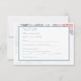 Tarjeta De Confirmación De Asistencia color de agua floral blanco de peony de flores sil