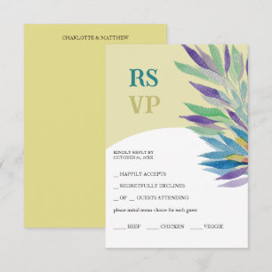 Tarjeta De Confirmación De Asistencia Colorante artístico amarillo morado boho floral ac