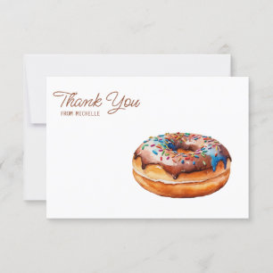 Tarjeta De Confirmación De Asistencia Colores de agua personalizados Donut Gracias Carta