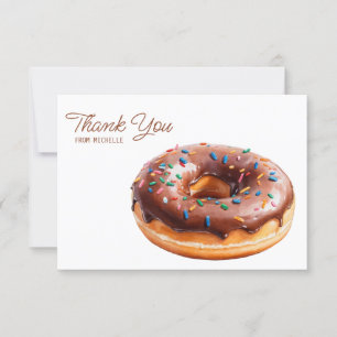 Tarjeta De Confirmación De Asistencia Colores de agua personalizados Donut Gracias Carta