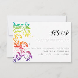 Tarjeta De Confirmación De Asistencia Colores del arcoiris desplazan la hoja de boda les