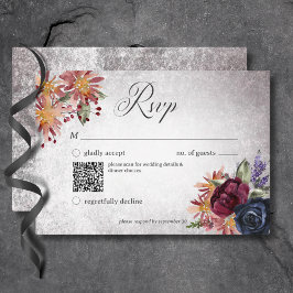 Tarjeta De Confirmación De Asistencia Colores góticos rusos Código QR Boda de Halloween
