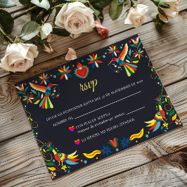 Tarjeta De Confirmación De Asistencia Colorful Cinco de Mayo Fiesta Spanish Wedding