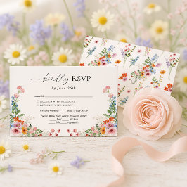 Tarjeta De Confirmación De Asistencia Colorful Wildflower Meadow Wedding