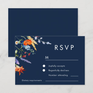 Tarjeta De Confirmación De Asistencia Colorida acuarela Boda de la Marina de Flores Silv