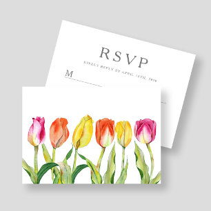 Tarjeta De Confirmación De Asistencia Colorida acuarela floral Tulip Easter