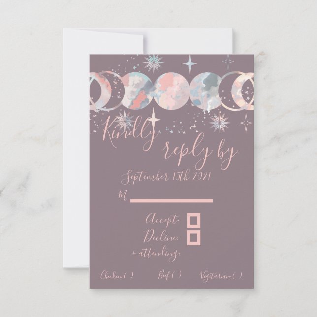 Tarjeta De Confirmación De Asistencia Coloridas lunas acuáticas (Anverso)