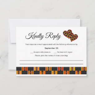 Tarjeta De Confirmación De Asistencia Colorido Pinstripe Africano Kente K30