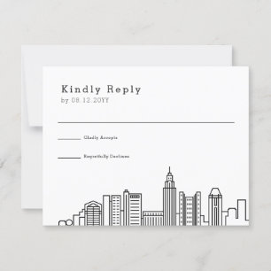 Tarjeta De Confirmación De Asistencia Columbus Ohio Boda   Estilizada línea aérea urbana