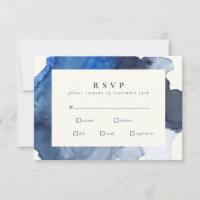 Comida Boda de color de agua elegante de índigo ab