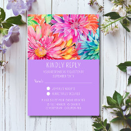 Tarjeta De Confirmación De Asistencia Comida Boda floral moderna y colorida