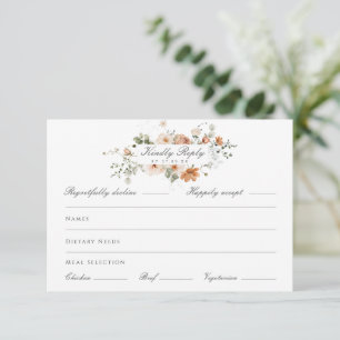Tarjeta De Confirmación De Asistencia Comida de Boda de Jardín Sage Green y Peach Choice